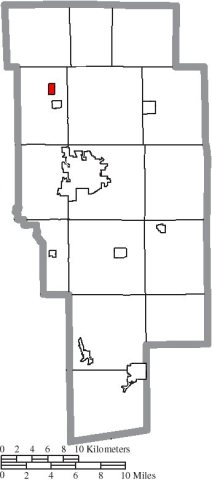 Map of Ashland County Ohio Highlighting Savannah Village