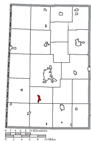 Map of Darke County Ohio Highlighting Wayne Lakes Village