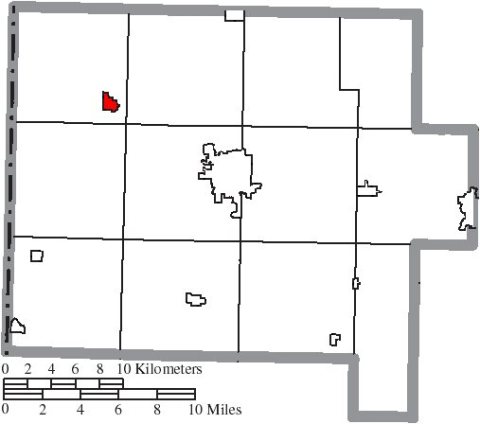 Map of Van Wert County Ohio Highlighting Convoy Village