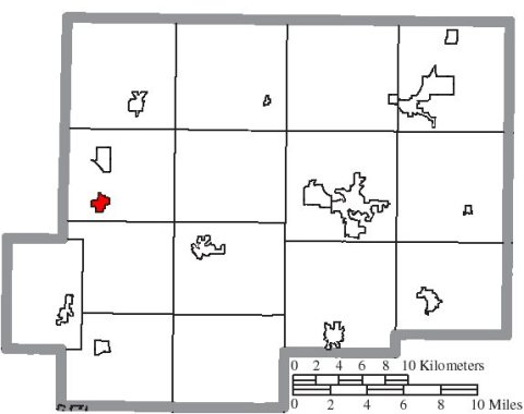 Map of Putnam County Ohio Highlighting Cloverdale Village
