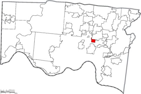 Map of Hamilton County Ohio Highlighting Golf Manor Village