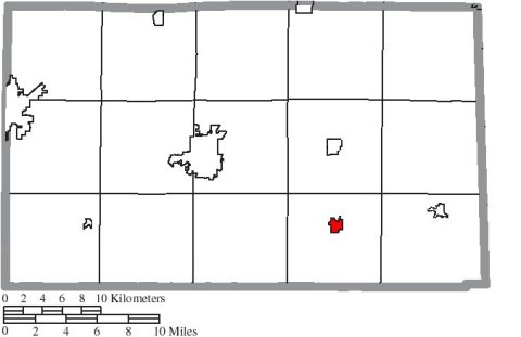 Map of Seneca County Ohio Highlighting Bloomville Village