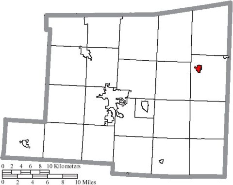 Map of Knox County Ohio Highlighting Danville Village