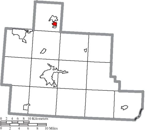 Map of Athens County Ohio Highlighting Trimble Village
