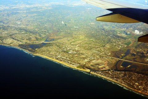 Aerial view of California Coast, looking NE around