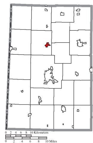 Map of Darke County Ohio Highlighting Ansonia Village