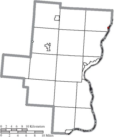 Map of Gallia County Ohio Highlighting Cheshire Village
