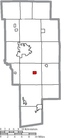 Map of Ashland County Ohio Highlighting Hayesville Village