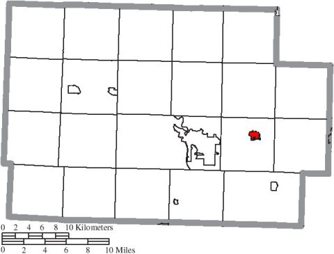 Map of Coshocton County Ohio Highlighting West Lafayette Village