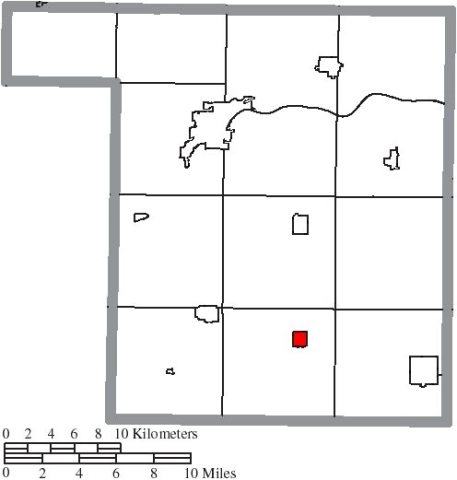 Map of Henry County Ohio Highlighting Hamler Village