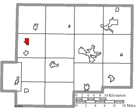 Map of Putnam County Ohio Highlighting Dupont Village