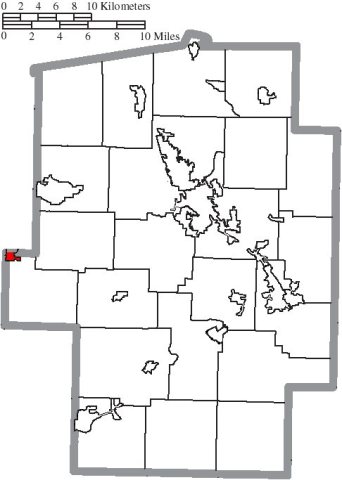 Map of Tuscarawas County Ohio Highlighting Baltic Village