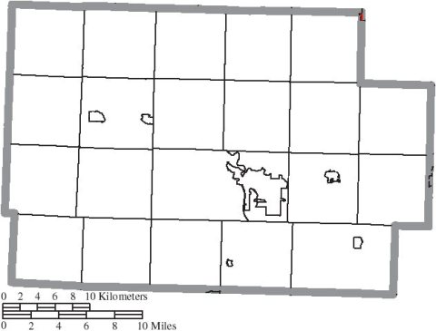 Map of Coshocton County Ohio Highlighting Baltic Village