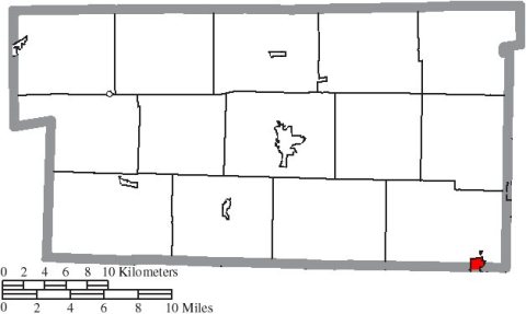 Map of Holmes County Ohio Highlighting Baltic Village