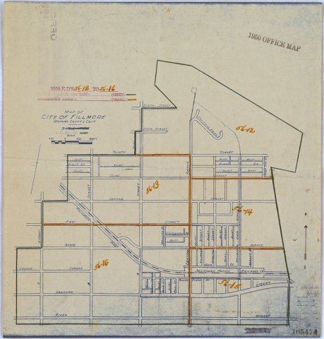 1950 Census Enumeration District Maps - California (CA) - Ventura County - Fillmore - ED 56-12 to 16