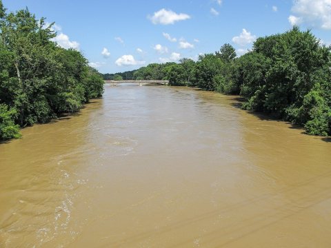 Portage River viewed from east side of North Coast Inland Trail, Elmore, Ohio, 2013-07-12-8701