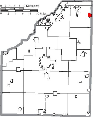 Map of Wood County Ohio Highlighting Millbury Village