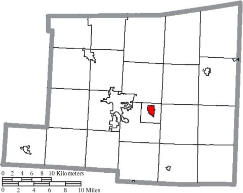 Map of Knox County Ohio Highlighting Gambier Village