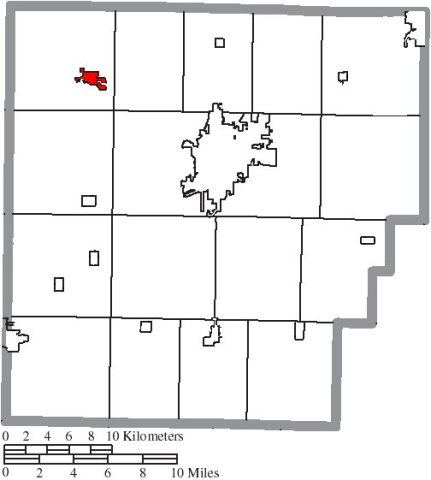 Map of Hancock County Ohio Highlighting McComb Village