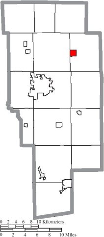 Map of Ashland County Ohio Highlighting Polk Village