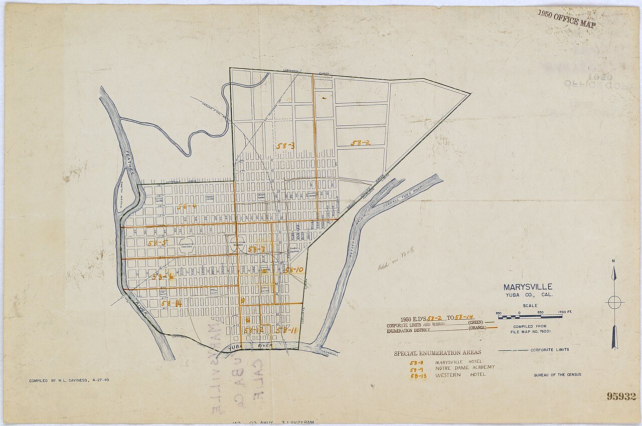 1950 Census Enumeration District Maps - California (CA) - Yuba County - Marysville - ED 58-2 to 14