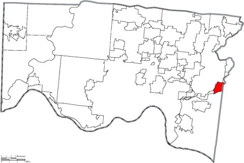 Map of Hamilton County Ohio Highlighting Terrace Park Village