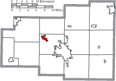 Map of Allen County Ohio Highlighting Elida Village