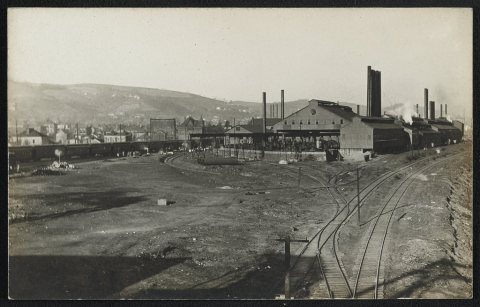 Arrival of militia, "Etna [i.e., Aetna] Standard Sheet Plant," Bridgeport, Ohio