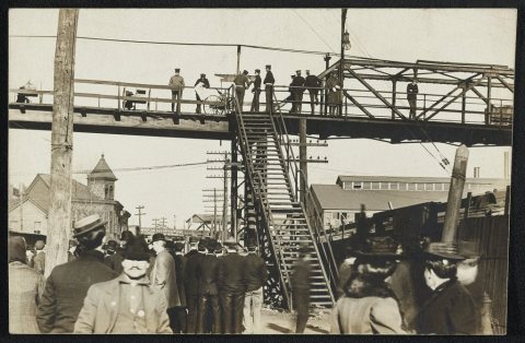 Militia on guard, "Etna [i.e., Aetna] Standard Sheet Mill," Bridgeport, Ohio