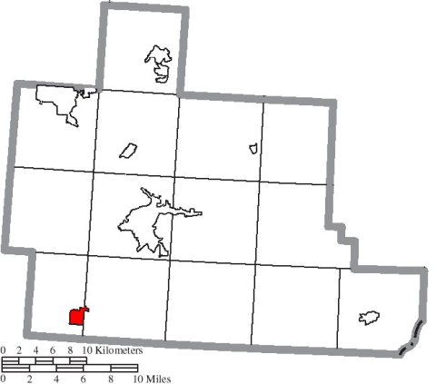 Map of Athens County Ohio Highlighting Albany Village