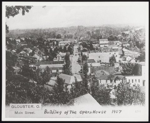 Opera House construction on Main Street, Glouster, Athens County, Ohio, 1907 - DPLA - f9d8849aca180d8d8ce91bca6c08442c