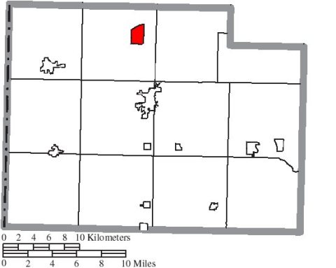 Map of Paulding County Ohio Highlighting Cecil Village
