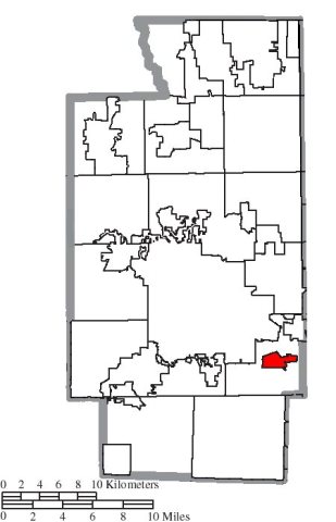 Map of Summit County Ohio Highlighting Lakemore Village