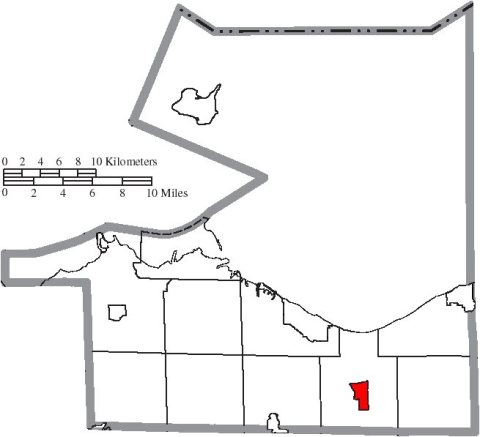 Map of Erie County Ohio Highlighting Berlin Heights Village