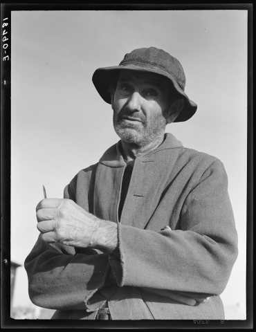 Untitled photo, possibly related to: Firebaugh, California. Came from Webber Falls, Oklahoma with two grown sons in 193…