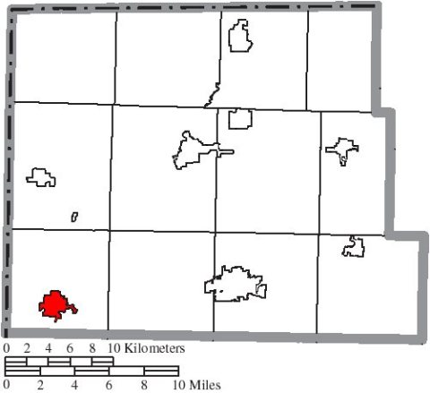 Map of Williams County Ohio Highlighting Edgerton Village
