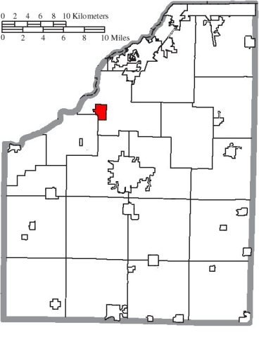 Map of Wood County Ohio Highlighting Haskins Village