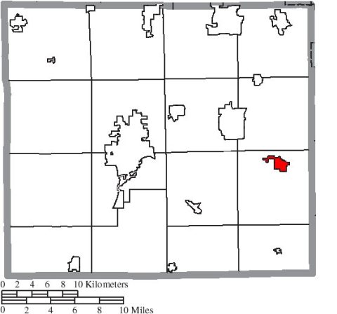 Map of Wayne County Ohio Highlighting Dalton Village