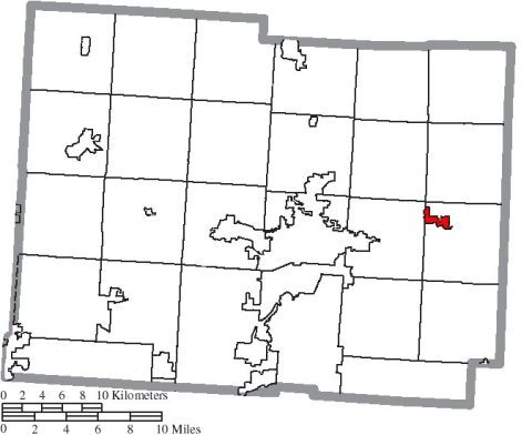 Map of Licking County Ohio Highlighting Hanover Village