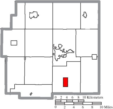 Map of Wyandot County Ohio Highlighting Harpster Village