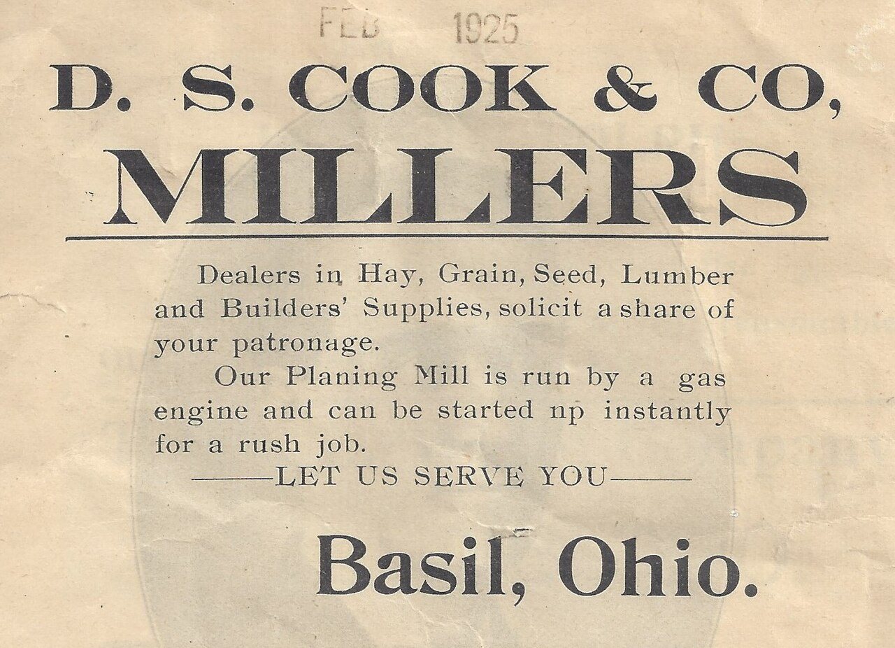 Advertisement for D. S. Cook & Co, Millers