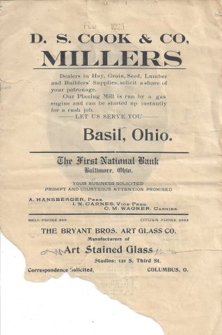 Page of advertisements from Baltimore, Ohio, and the surrounding area (1925)