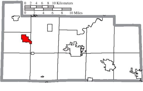 Map of Sandusky County Ohio Highlighting Gibsonburg Village