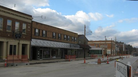 Construction on Riverside in downtown