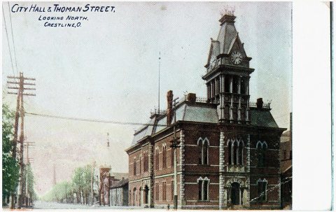 City Hall & Thoman Street, Looking North. Crestline, O