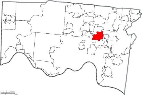 Map of Hamilton County Ohio Highlighting Amberley Village