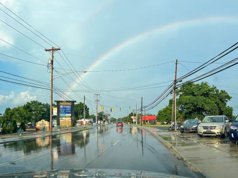 Rainbow over Washington Boulevard in Belpre, Ohio, 2026-07-04