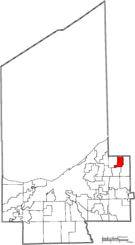 Map of Cuyahoga County Ohio Highlighting Mayfield Village