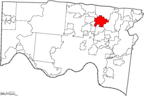 Map of Hamilton County Ohio Highlighting Evendale Village