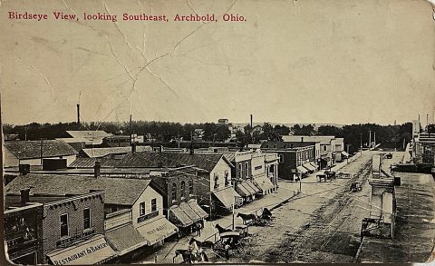 Birdseye view, looking southeast